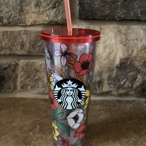 Starbucks Venti 24oz Tumbler Straw Flower Floral Lid Spring 2019 - Picture 1 of 2